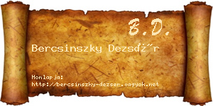 Bercsinszky Dezsér névjegykártya